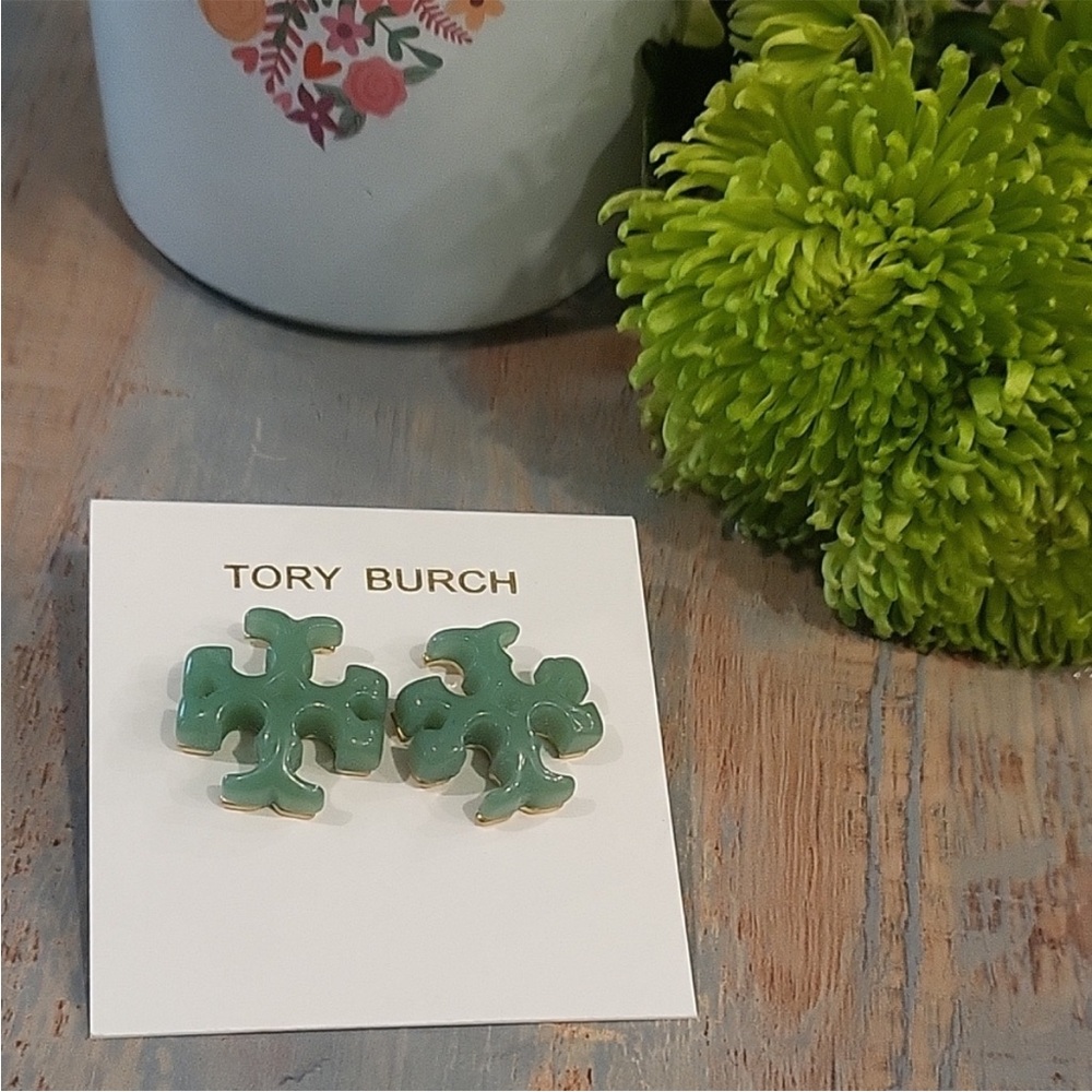 Tory Burch Green Stud Earrings
